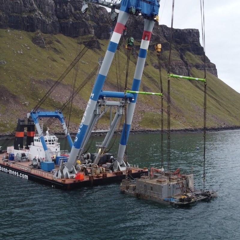 Removing a sunken feed barge